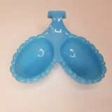 Saleron / serviteur en opaline bleue