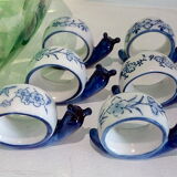 Set of 6 rounds of blue ceramic snail towel