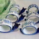 Set of 6 rounds of blue ceramic snail towel