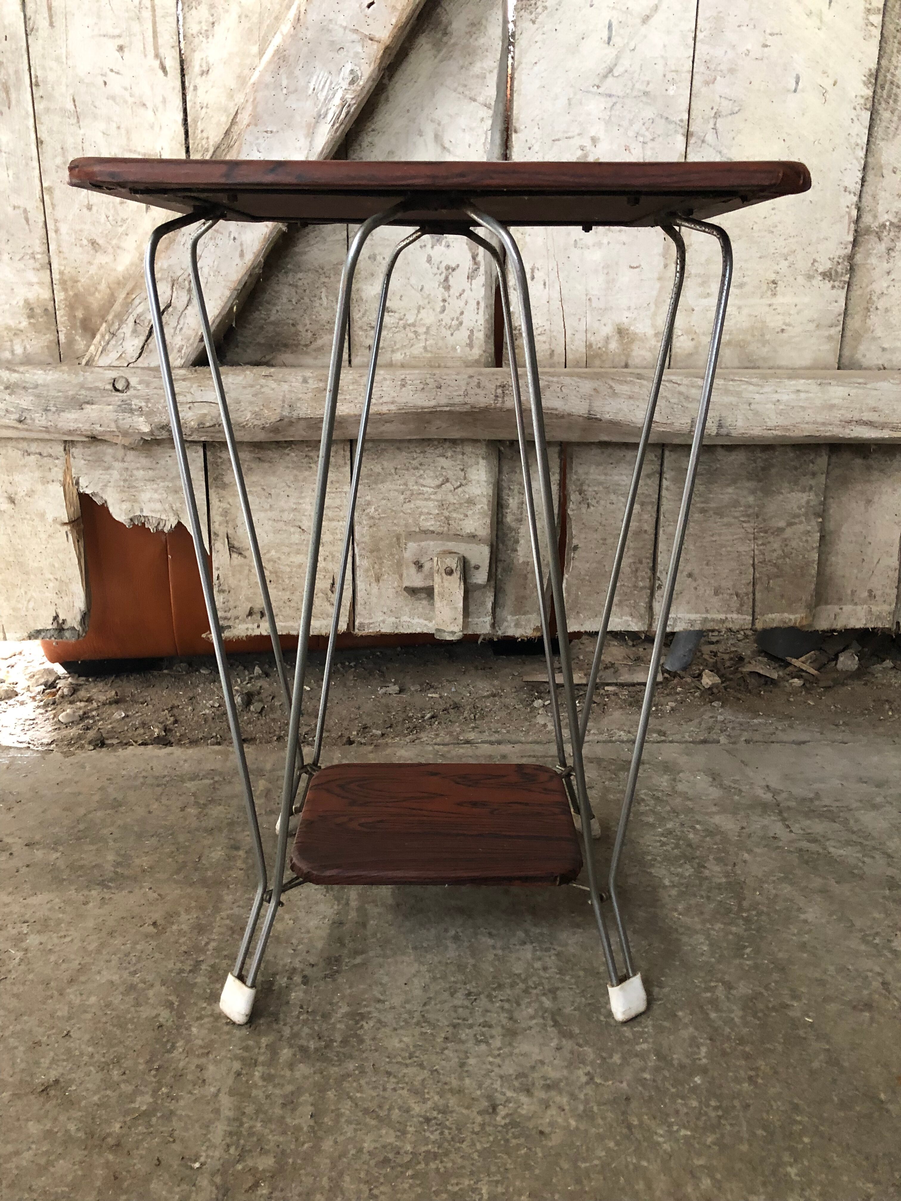 Old Double Tray Harness Wood + Feet Metal Curved Vintage