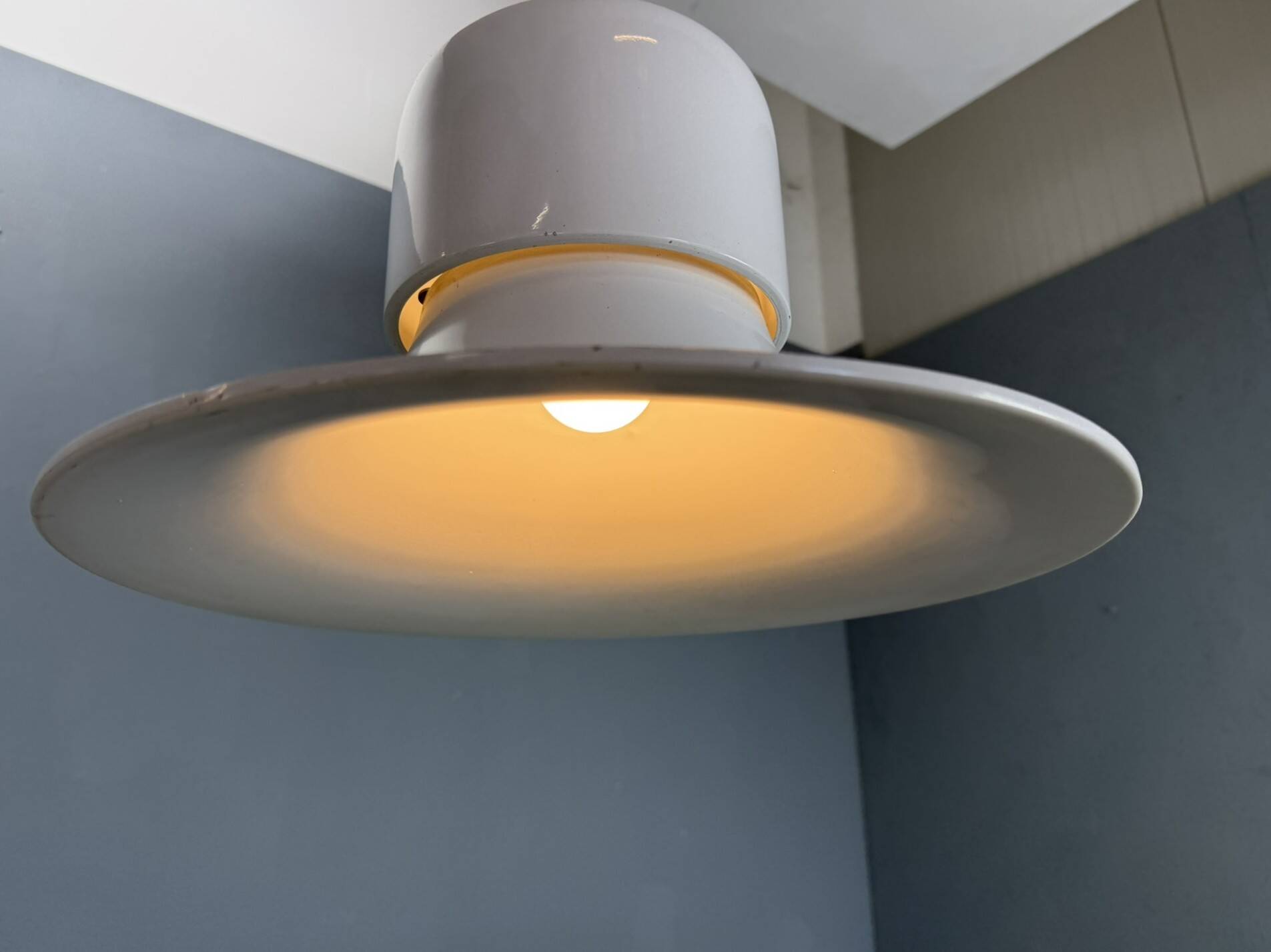 White 'Campana' hanging lamp by Joe Colombo for Stilnovo, Italy 1970s