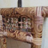 Rectangular bamboo and woven wicker mirror