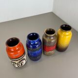 Set of Four Vintage Pottery Fat Lava Vases Made by Scheurich, Germany, 1970s