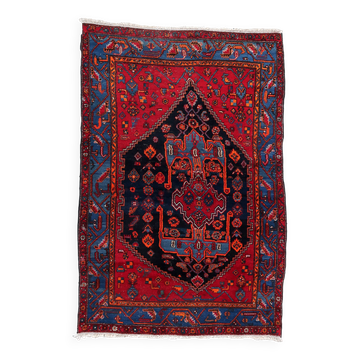 Tapis vintage du Moyen-Orient Hamadan fait main en laine – 133 x 196 cm