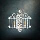 Vintage triple wall sconce in white wrought iron with fleur-de-lis, electrified – 1950s 60s.