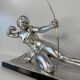 Diane chasseresse Sculpture Art déco en feuille d'argent par Salvatore Melani, 1930