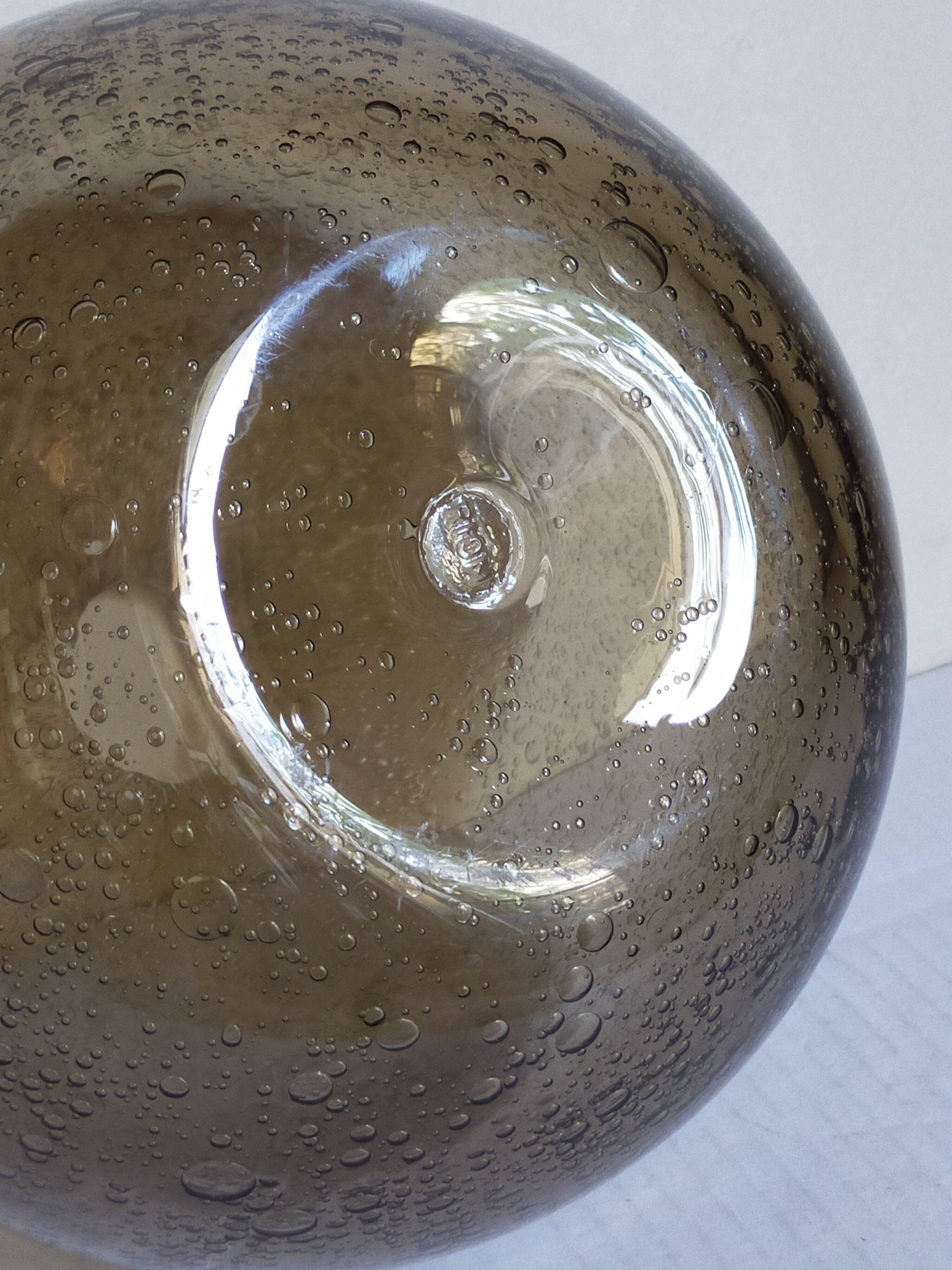 Vintage bubble-blown glass ball vase from riom france