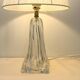 Vintage daum france 1960 crystal lamp base with pleated shade