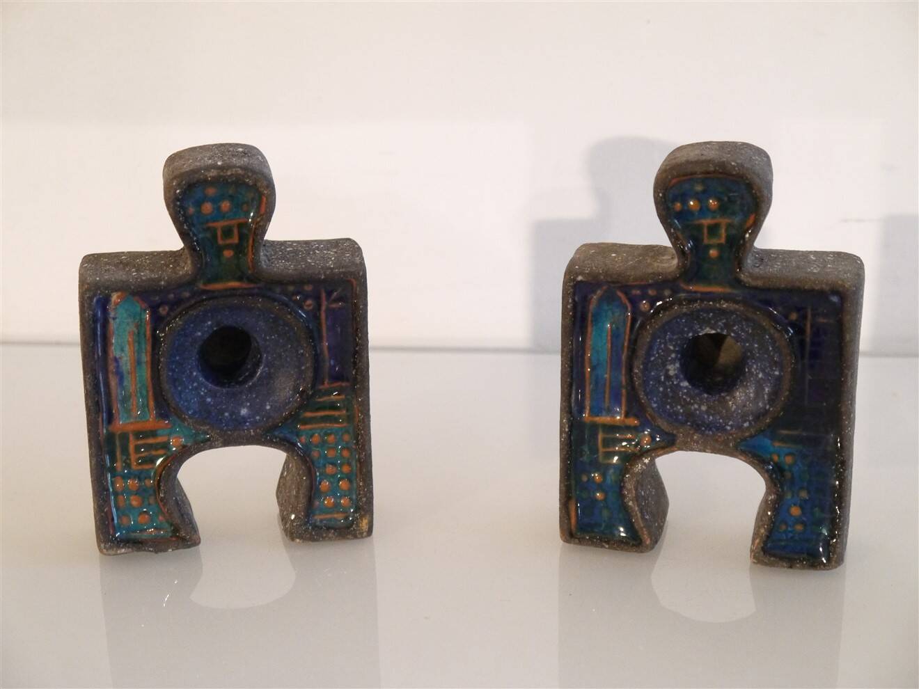 Pair of ceramic candlesticks by Thomas Hellström for Nittsjo.