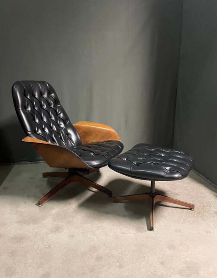 Iconic "Mr. Chair" Armchair & Ottoman – George Mulhauser for Plycra