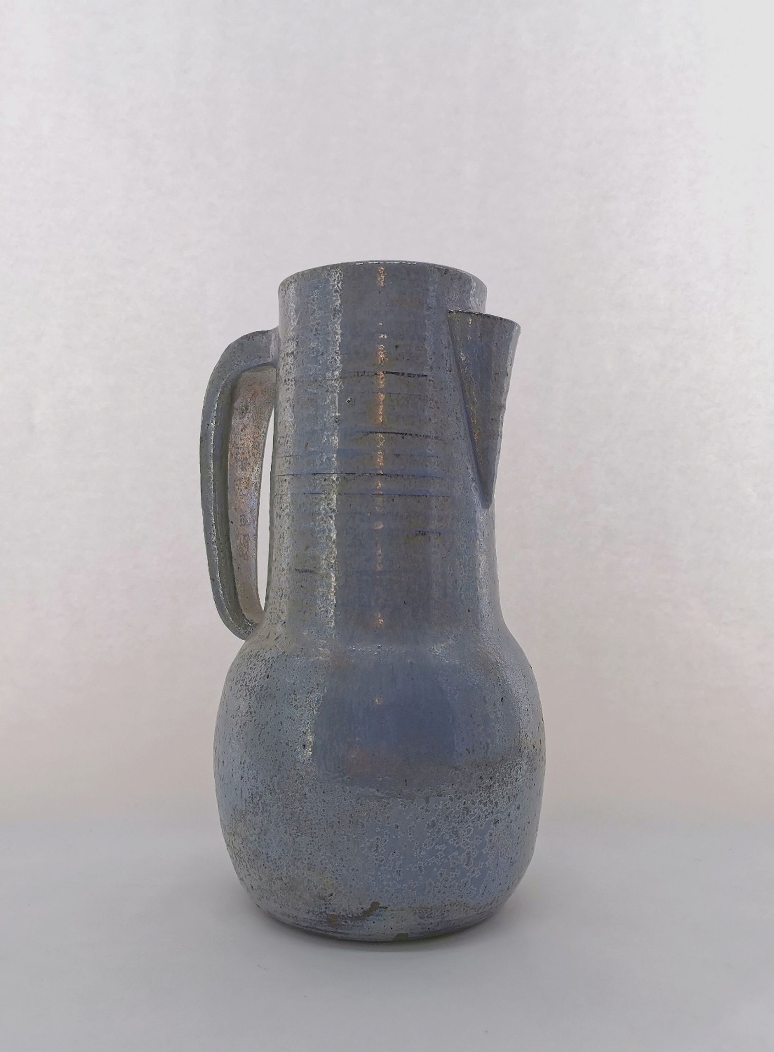 Large Stoneware Ceramic Pitcher Signed Drillon 50's