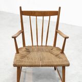 1950's dutch rattan and oak lounge / easy chair