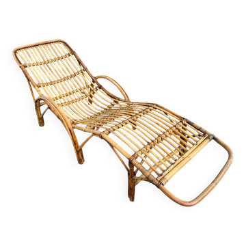 Chaise-longue en rotin italien