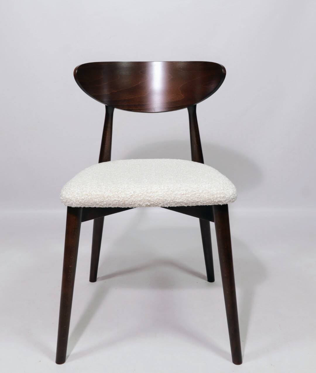 Ensemble de 6 chaises de salle à manger modernes, avec chaises de bureau en tissu bouclé blanc, chaises en bois de hêtre