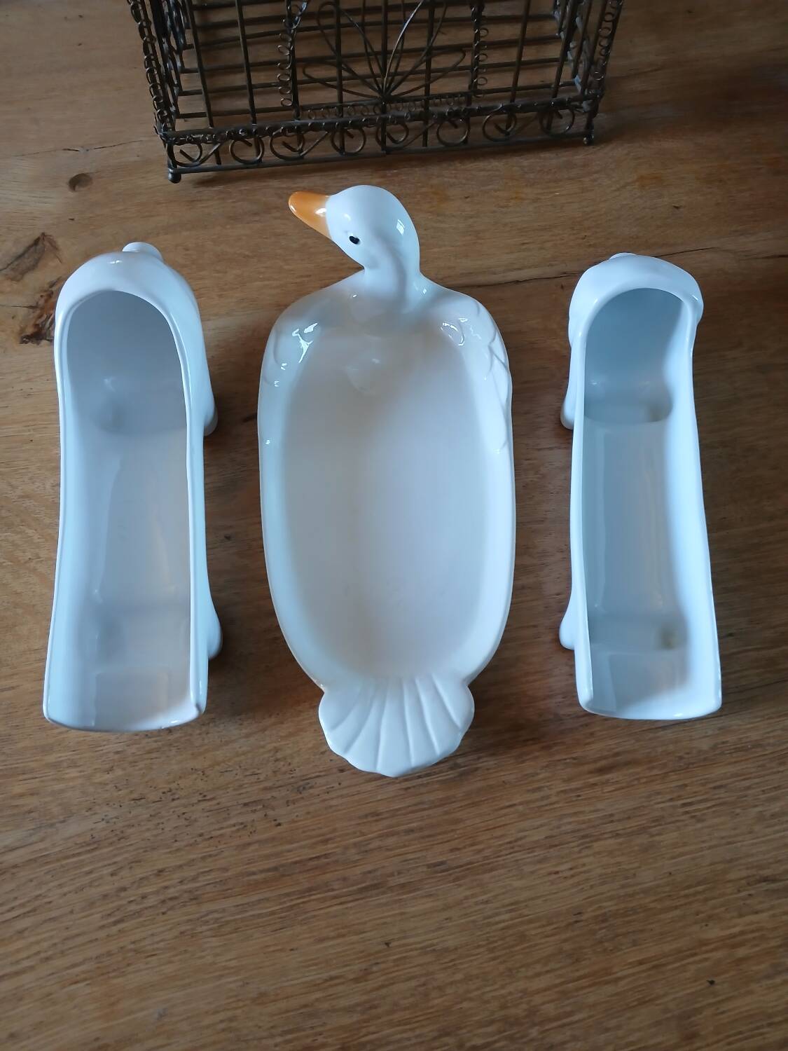 3 antique white porcelain dishes