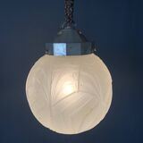Art Deco molded glass globe pendant light, 1930
