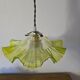 Double tulip light suspension - Transparent fluted glass at the edges.