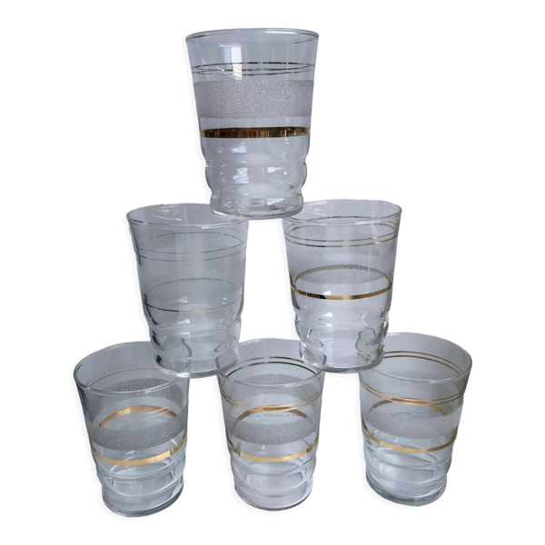 Lot de 6 verres granité années 50