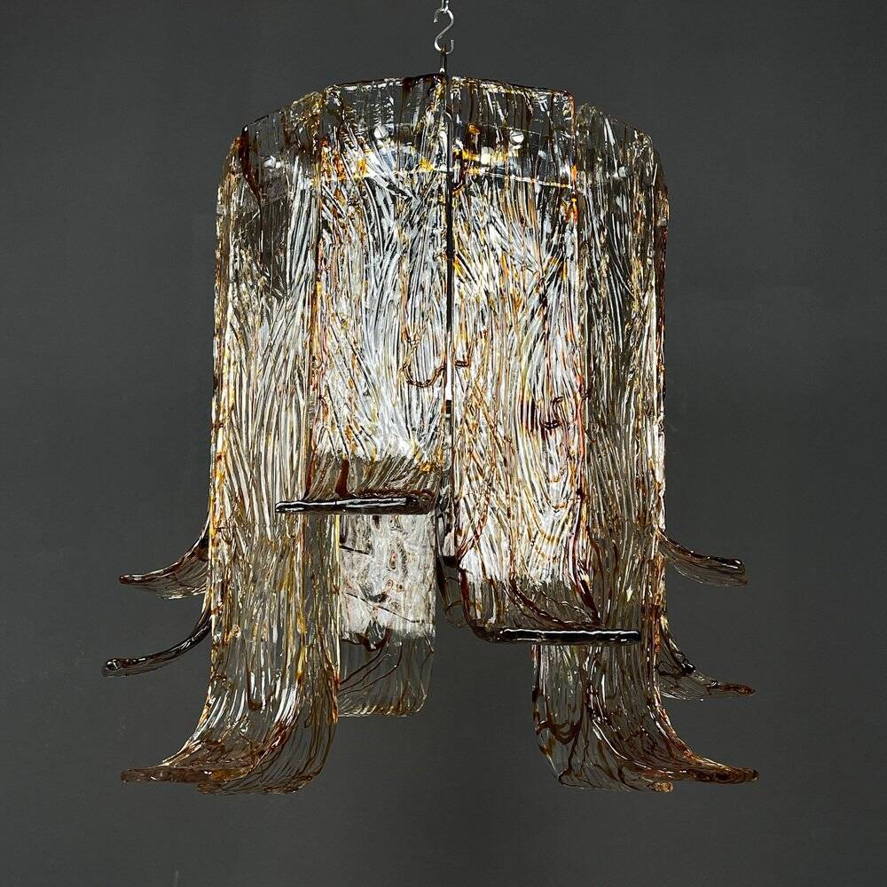 Grand vintage Murano glass chandelier by Av Mazzega, Italy, 1970s.