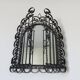 Miroir ouvrant, à volets, en fer forgé noir, Vallauris années 50/60