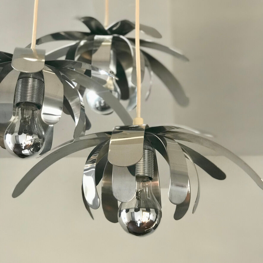 Suspension waterfall 3 flowers in chrome stainless steel
