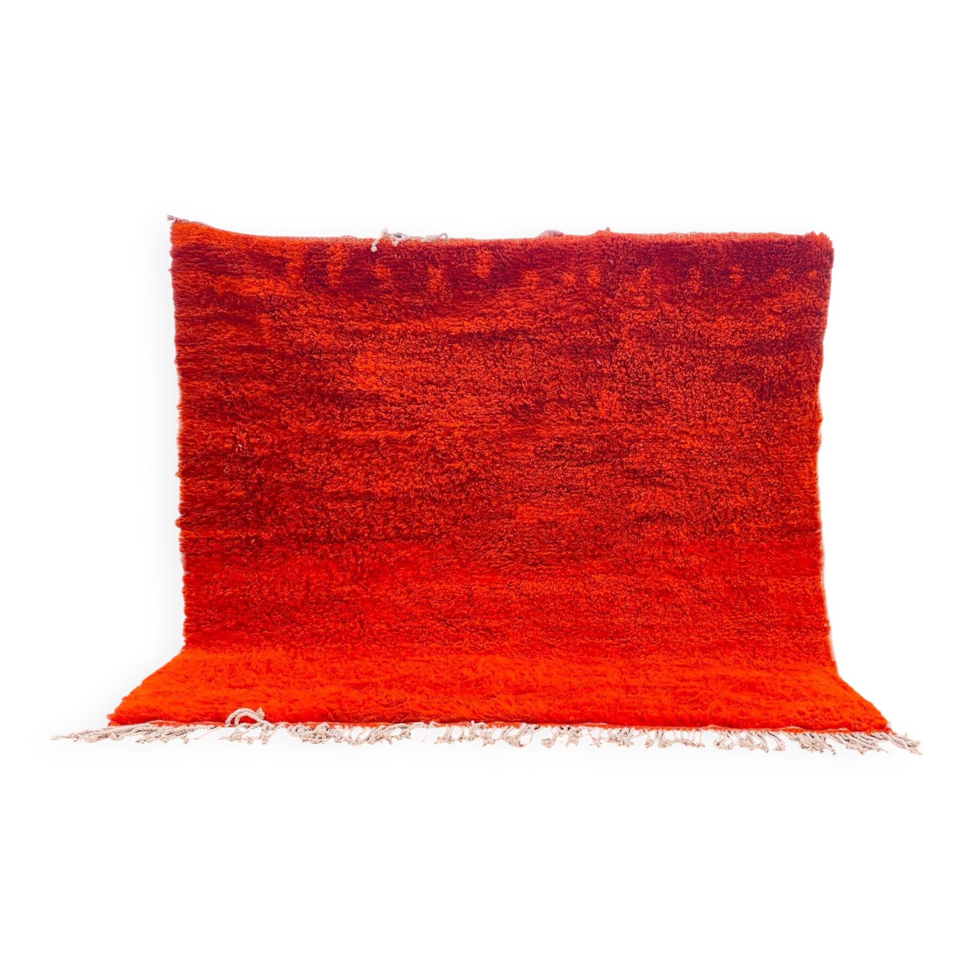 Large Beni Ouarain Rug 260x260 cm – Vibrant Orange Wool, Unique Piece