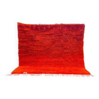 Large Beni Ouarain Rug 260x260 cm – Vibrant Orange Wool, Unique Piece
