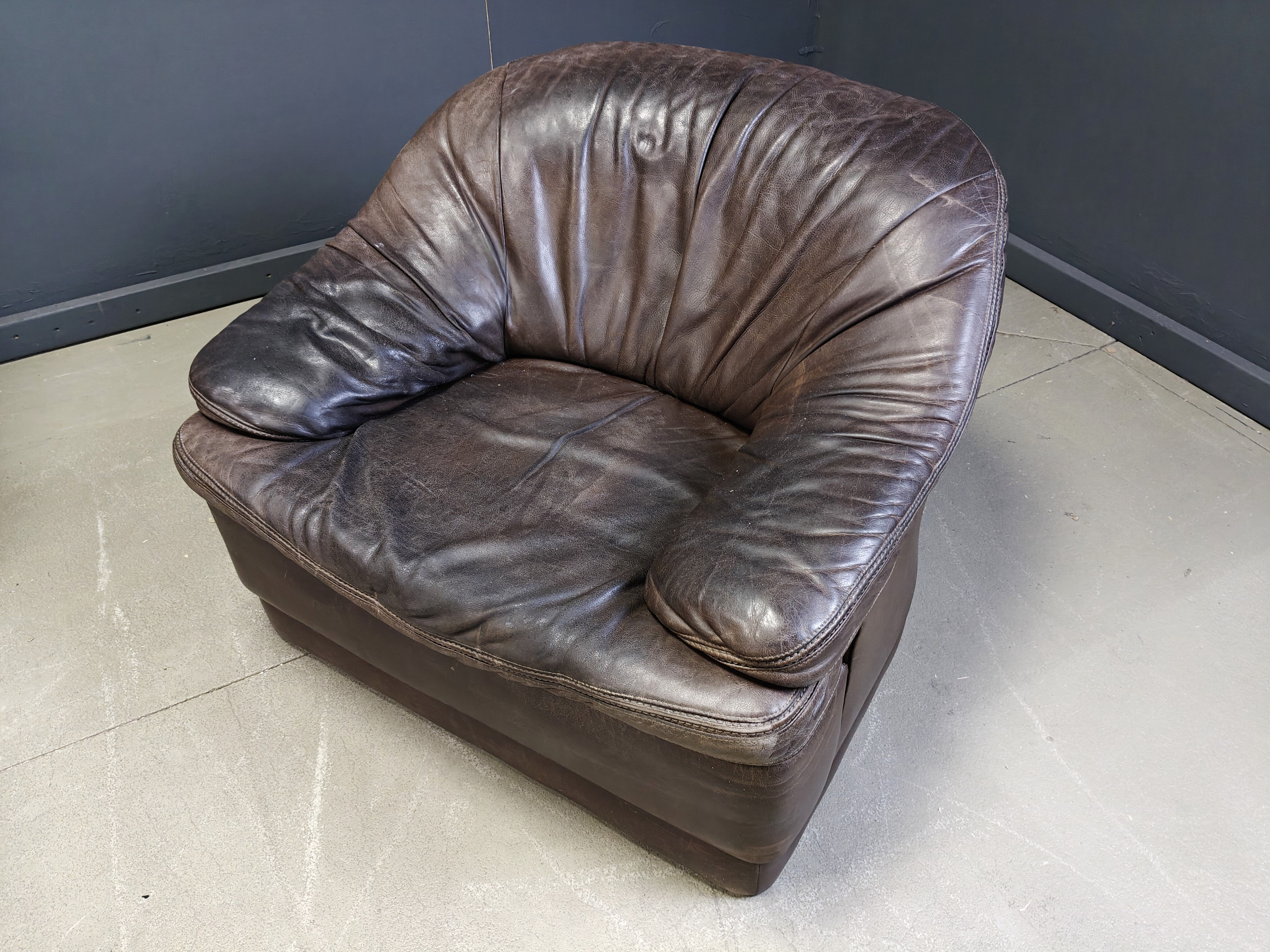 Vintage leather sofa set, 1970s