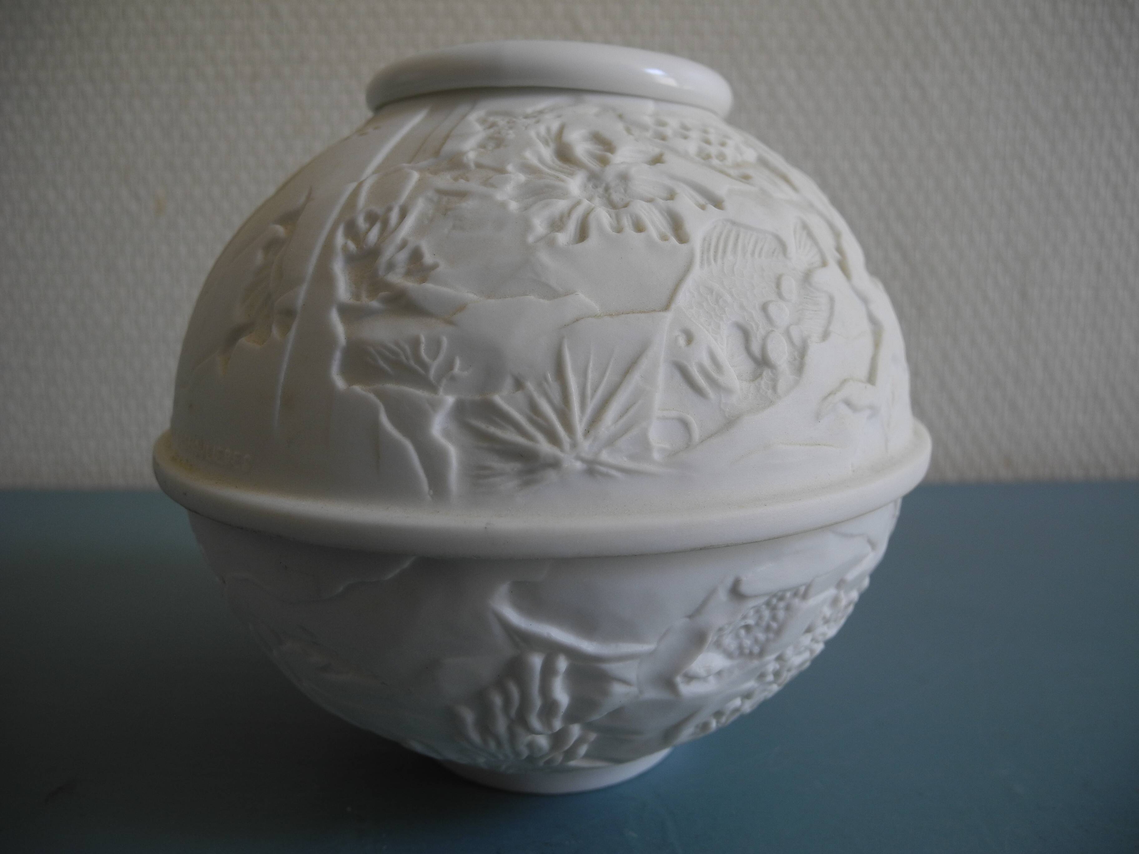 old Limoges Deshoulières porcelain tealight holder