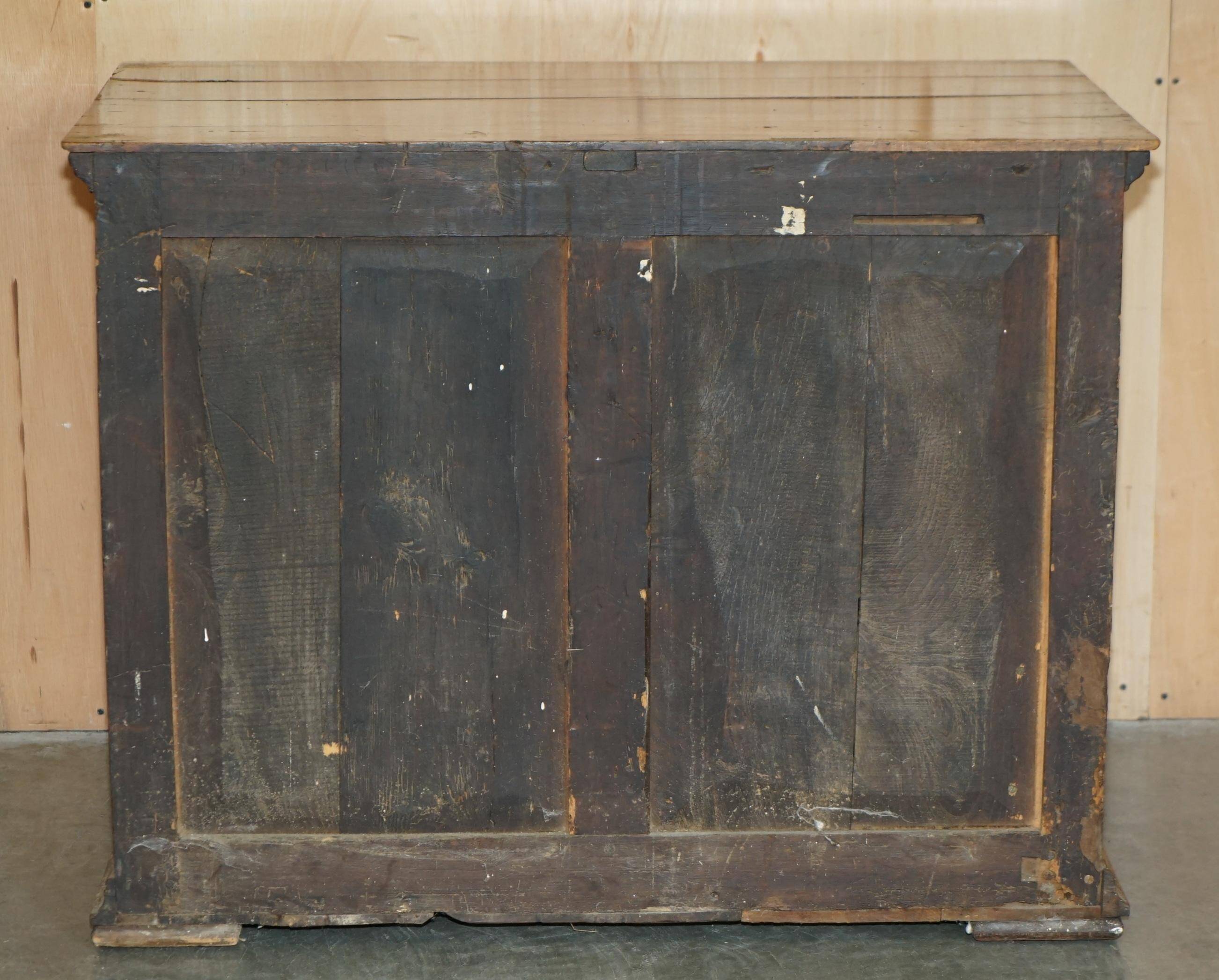 17th Century Antique Oak Commode with Two Rows of Drawers