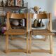 Duo de chaises italiennes  bois et cannage des années 60