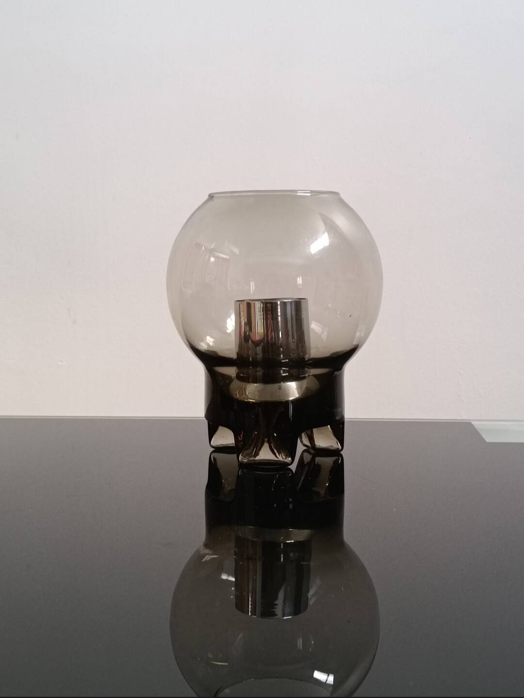 Smoked glass table lamp by Sussmuth Leuchten 1970s