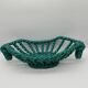Vintage fruit basket in green enamelled woven earthenware