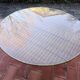 Dining table rattan and glass top & vintage metal legs