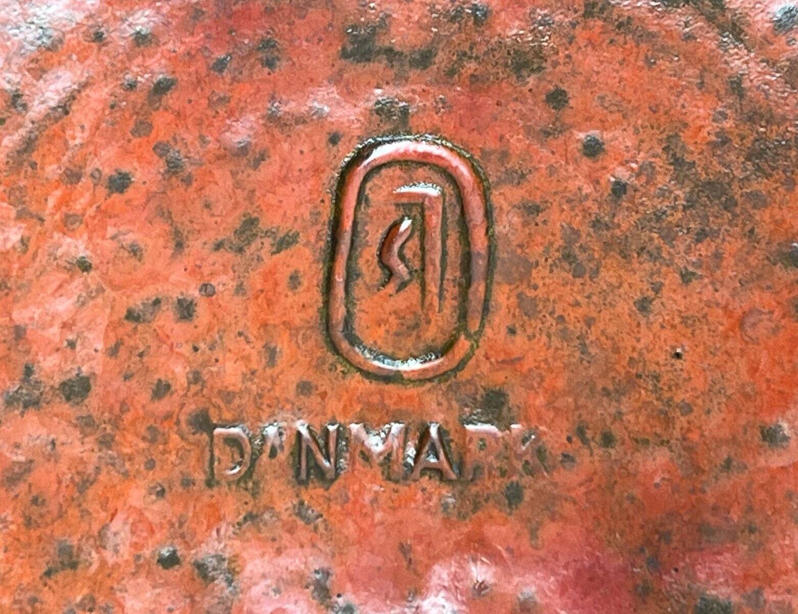 Mid-century modern Danish studio pottery, orange wall coat rack by Signe Boesen Northroup, 1960s.