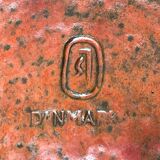 Mid-century modern Danish studio pottery, orange wall coat rack by Signe Boesen Northroup, 1960s.