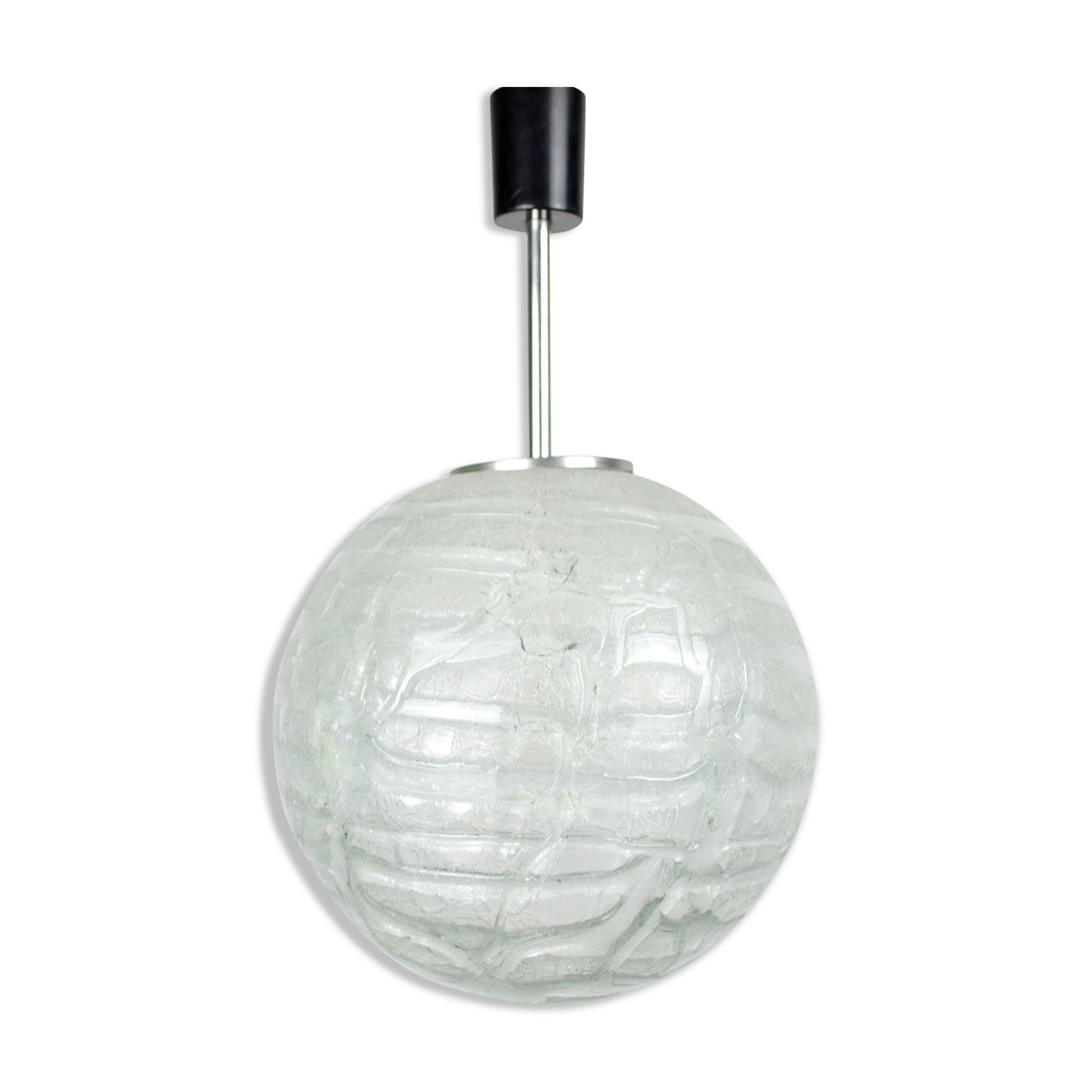 Mid Century frosted Murano glass globe pendant light by Doria Leuchten