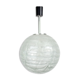 Mid Century frosted Murano glass globe pendant light by Doria Leuchten