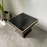Table basse console appoint en laque noire et laiton