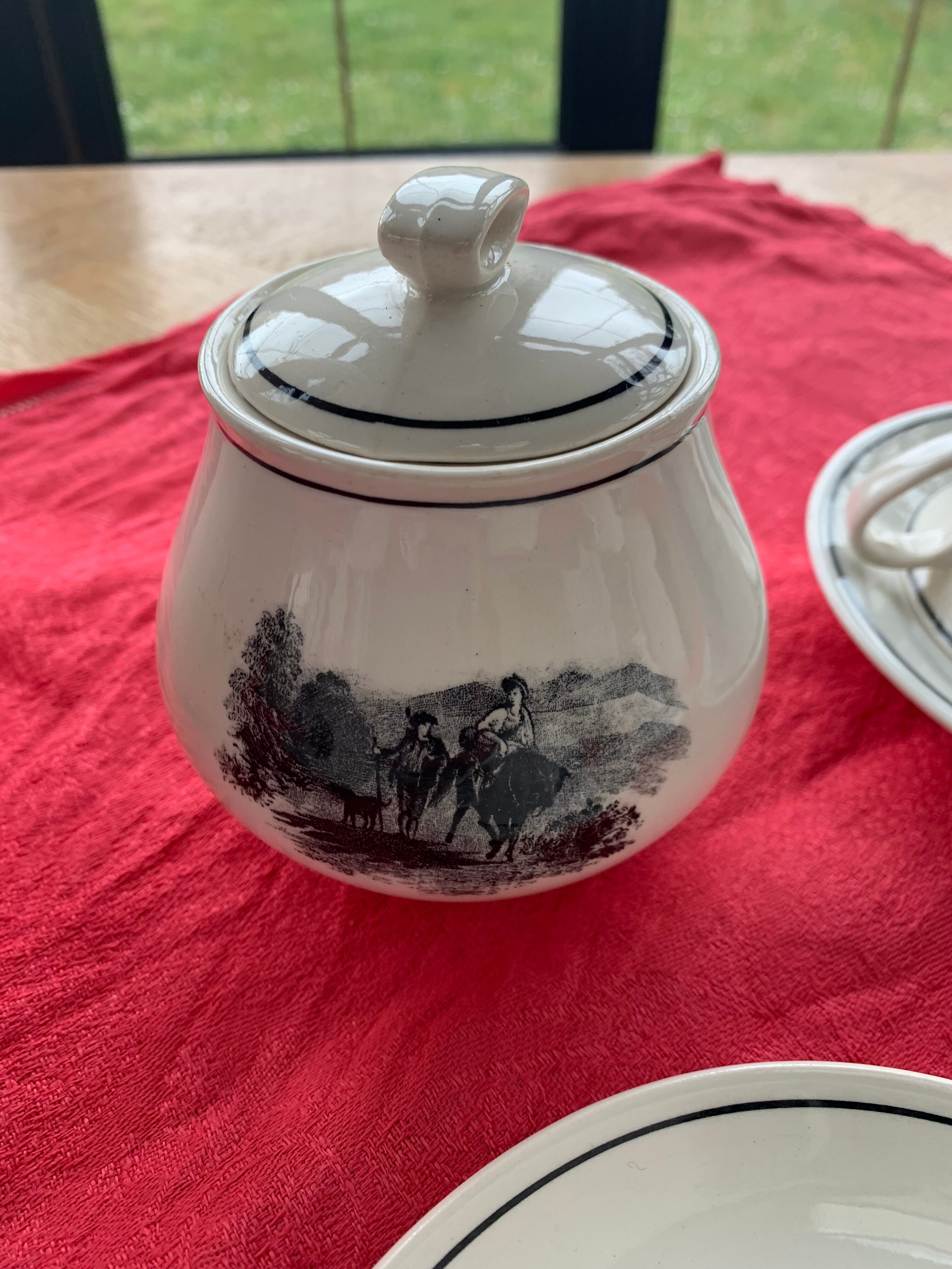 Coffee service keraluX boch Freres Belgium peasant scenes art deco