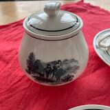 Coffee service keraluX boch Freres Belgium peasant scenes art deco