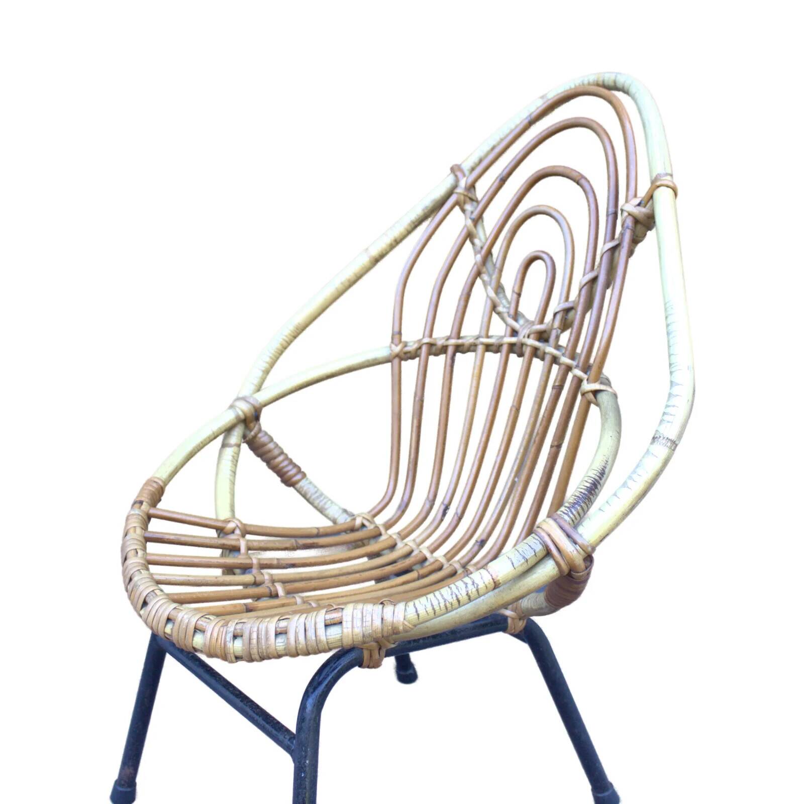 Vintage rattan children's chair by Rohé Noordwolde, 1960s