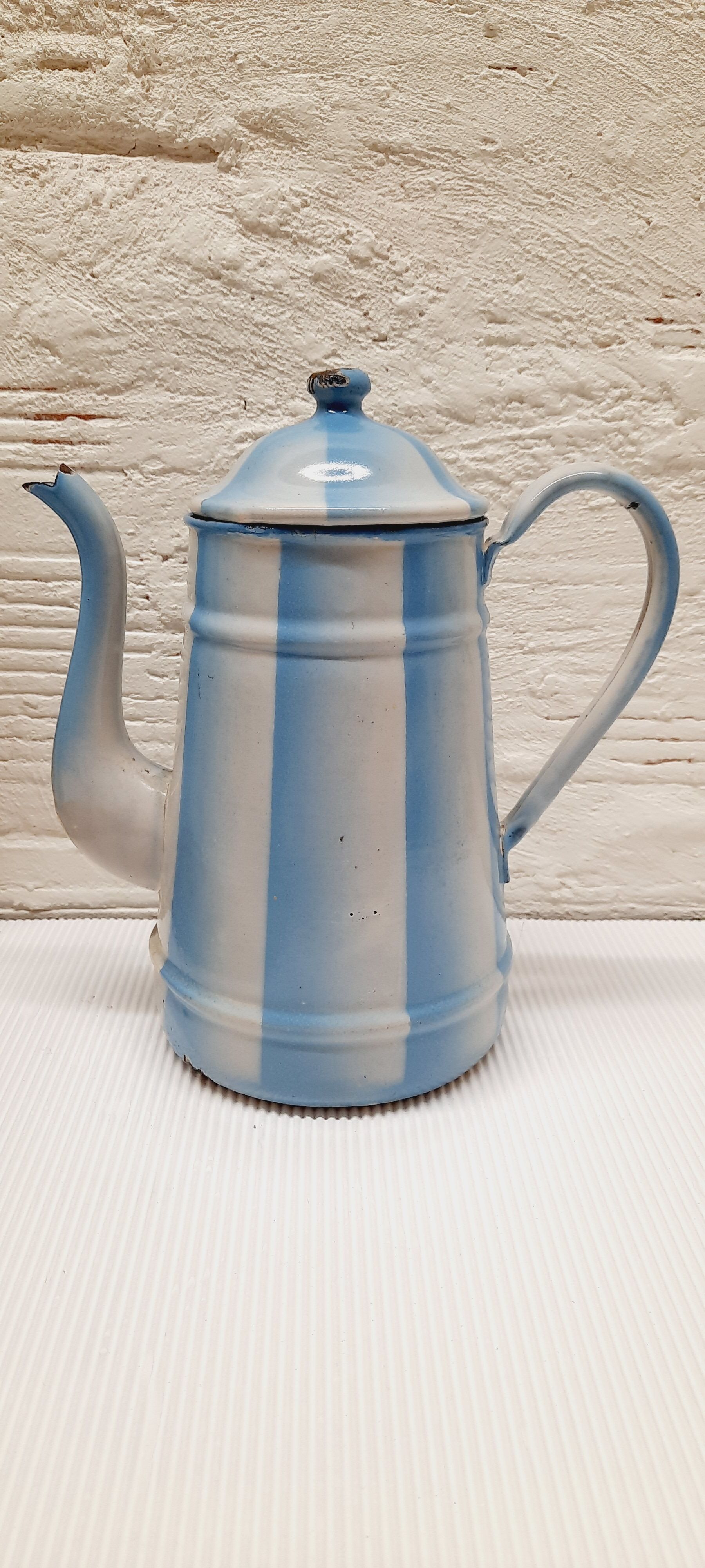 Blue enamelled coffee maker