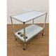 Desserte minimaliste 1970 en aluminium brossé plateau réversible