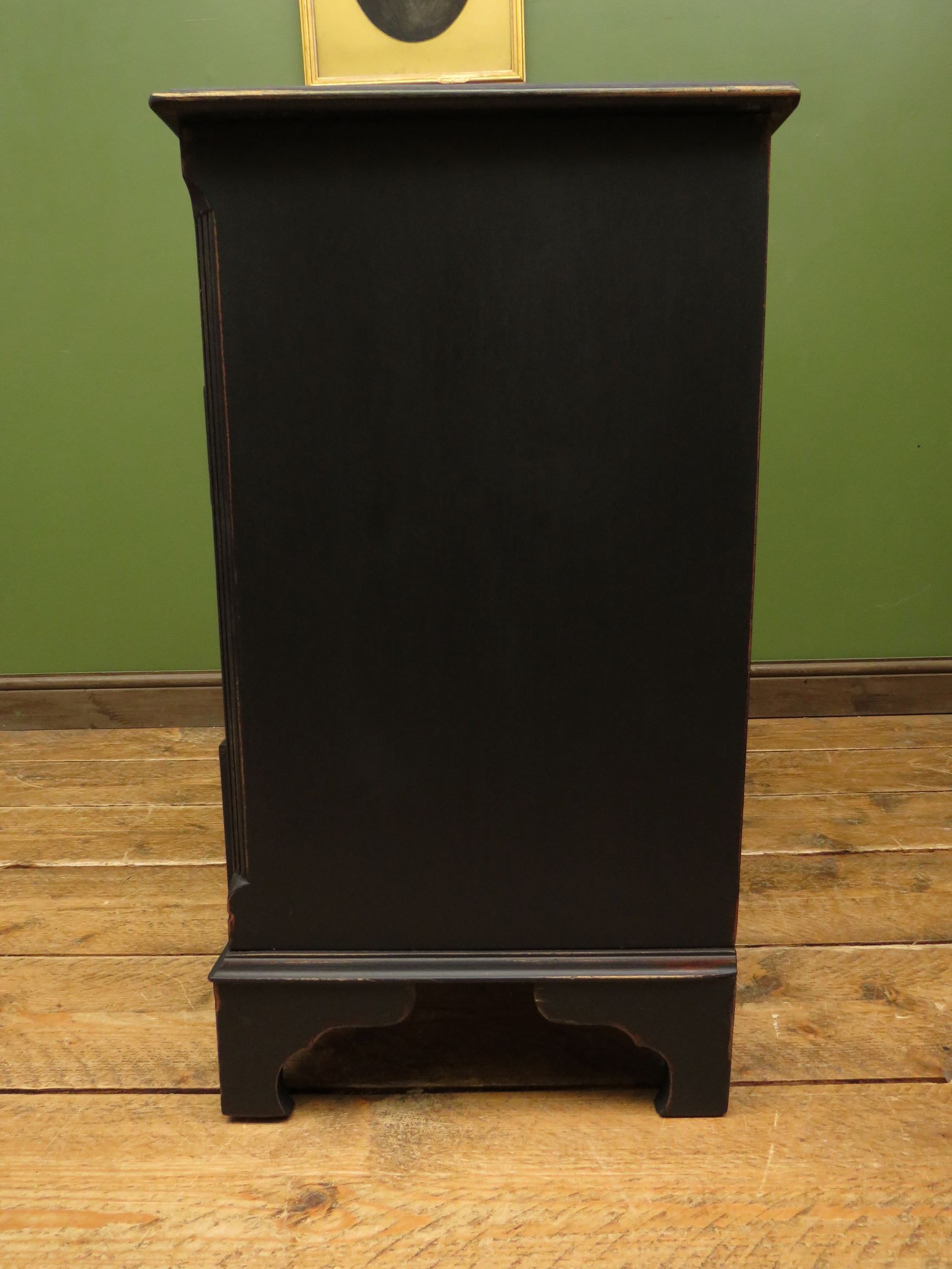 Antique black painted serpentine bachelors chest of drawers