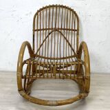 Vintage 1960s rattan rocking chair