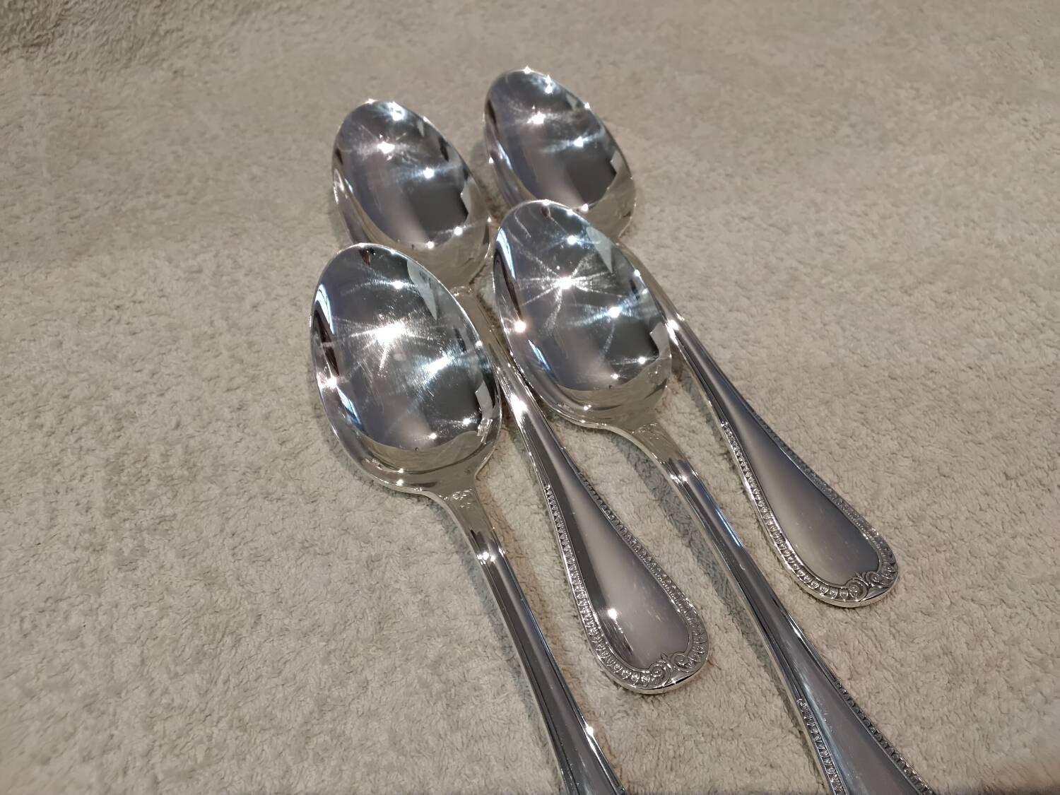4 silver-plated metal soup spoons by Christofle Malmaison