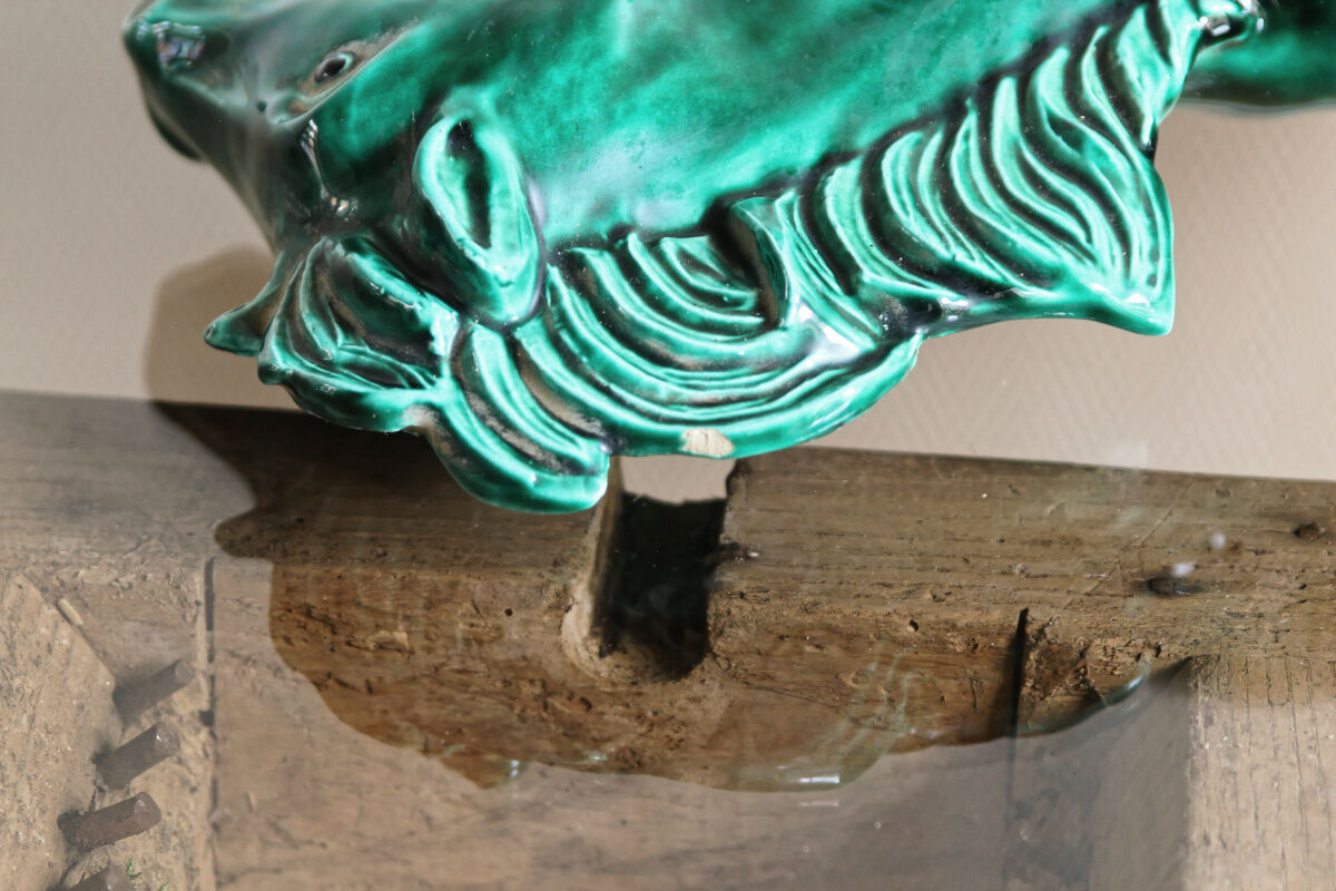 Green earthenware horse