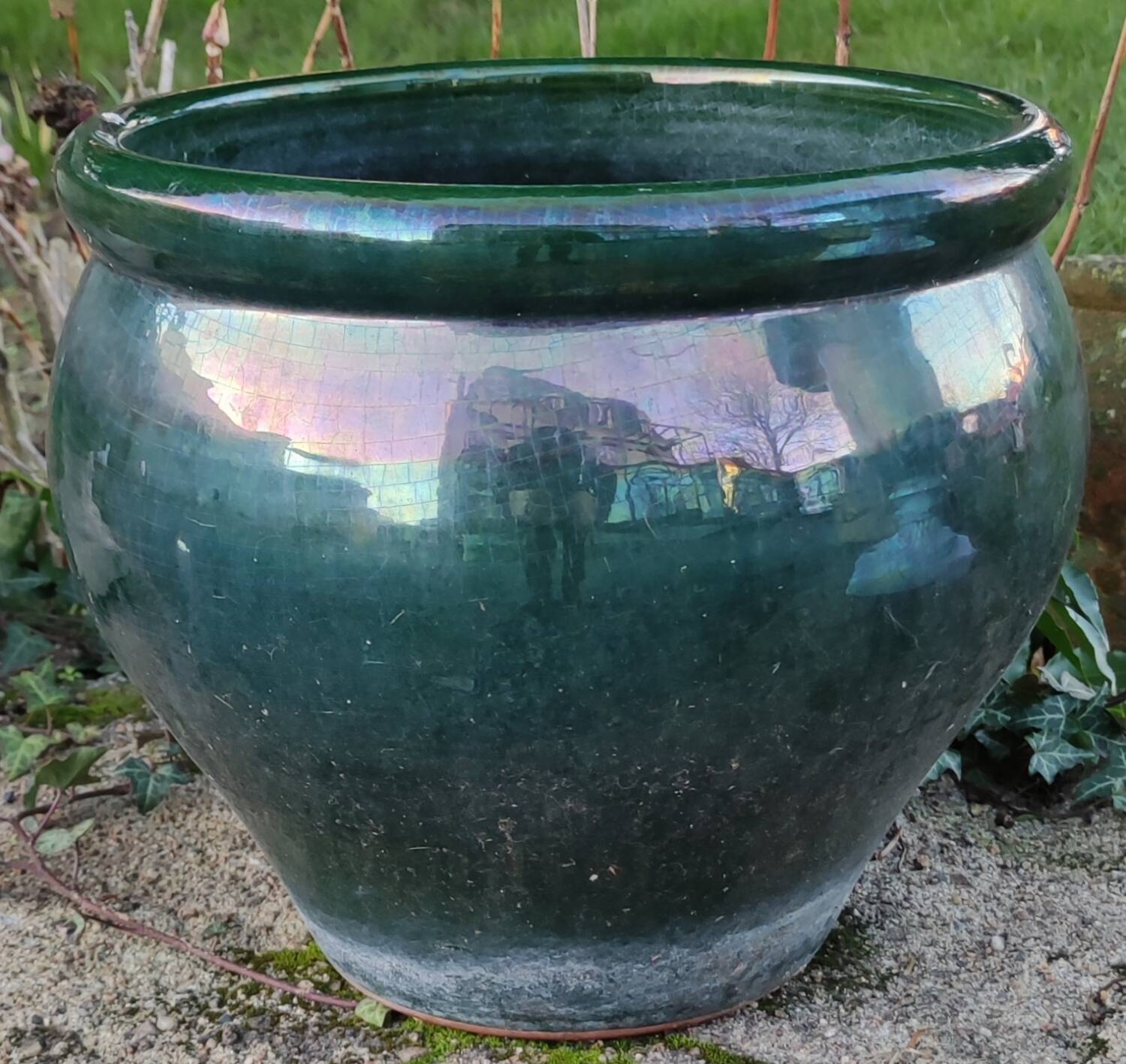 Exterior interior glazed terracotta pot cover