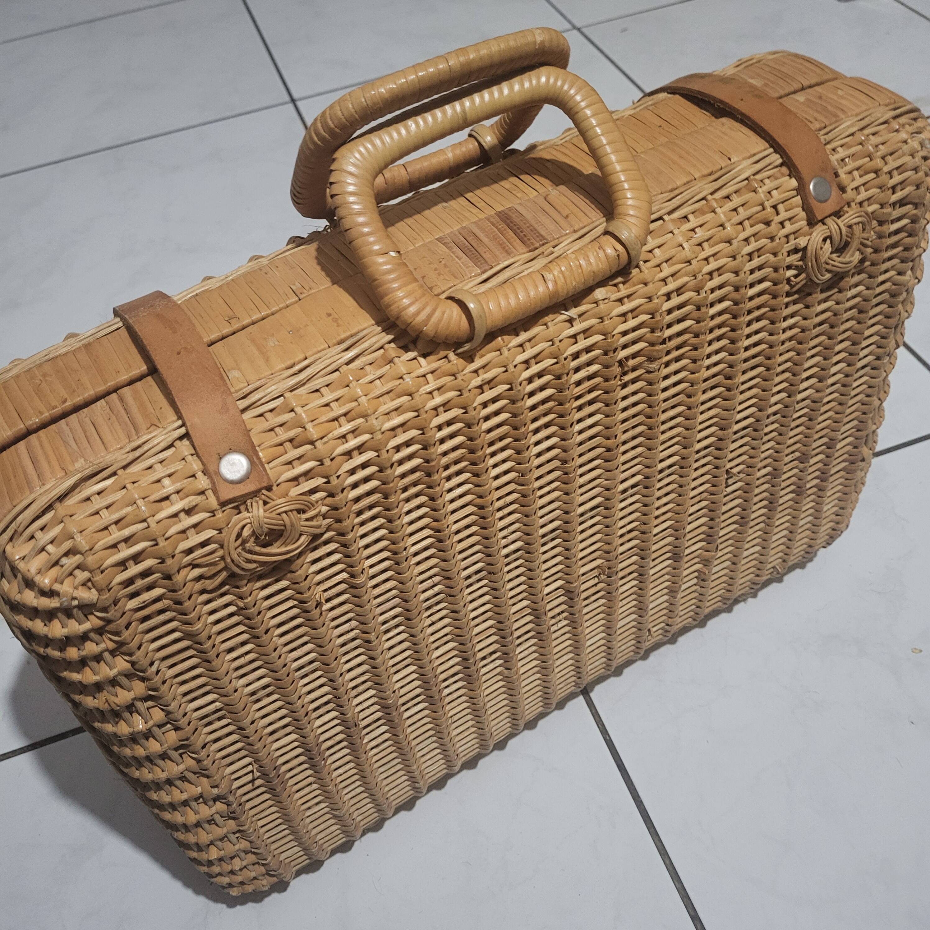 Rattan and wicker suitcase